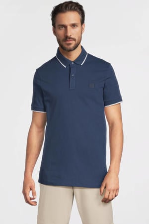 slim polo donkerblauw