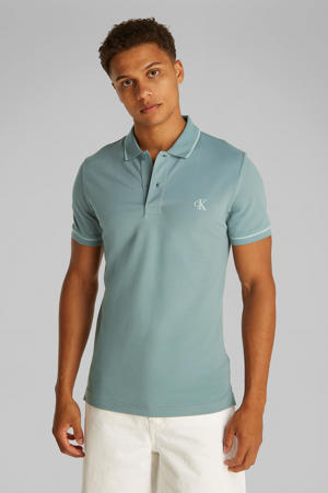 slim polo grijsblauw