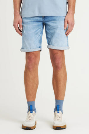 denim slim short light blue denim