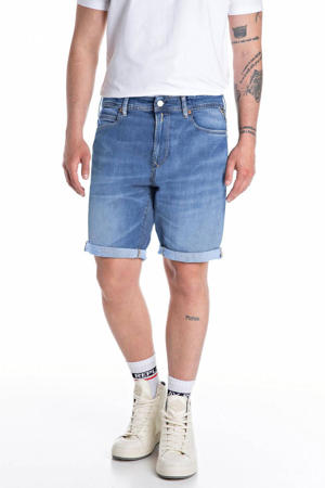 tapered denim short medium blue
