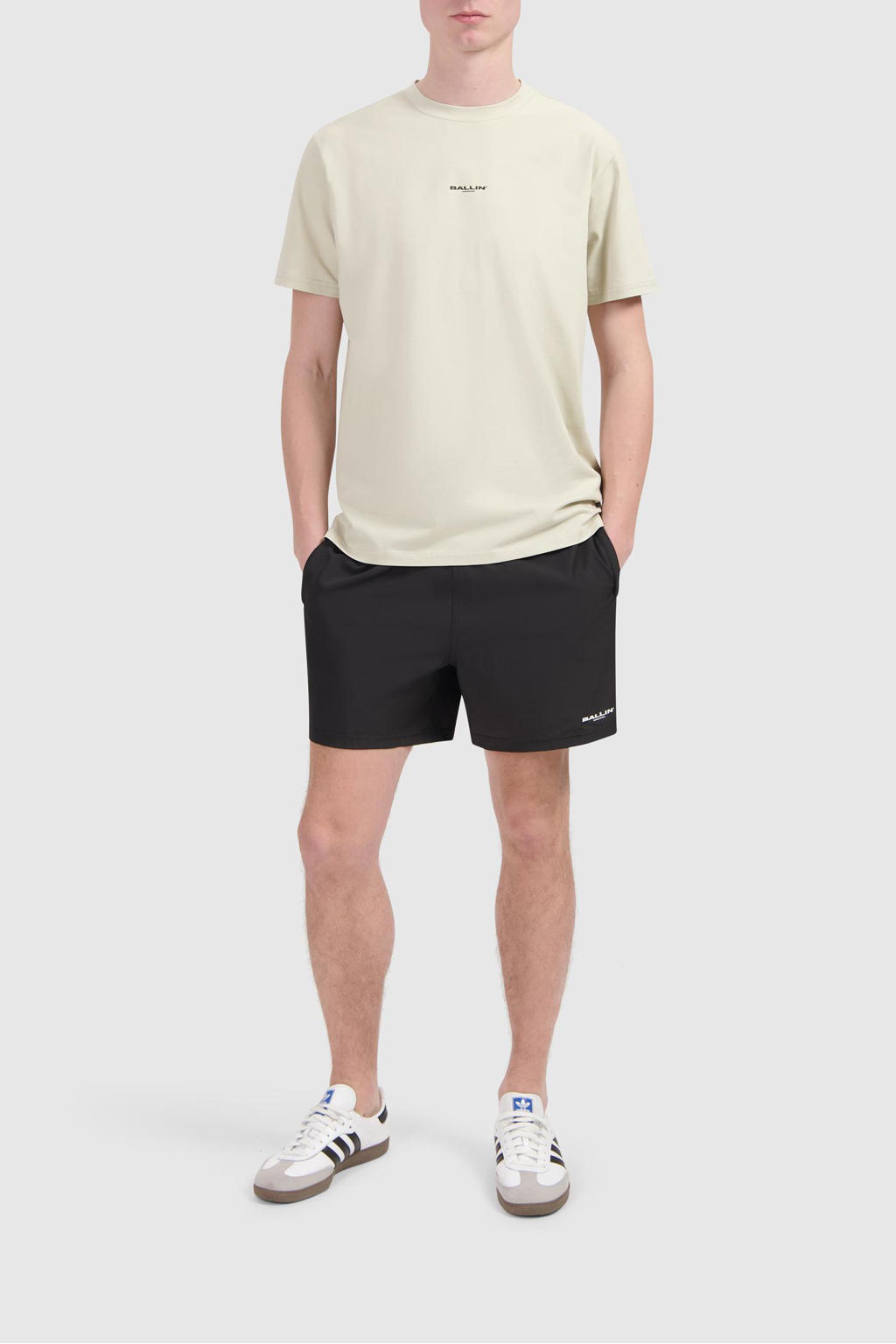 Beige heren Ballin T-shirt van katoen met backprint, korte mouwen en ronde hals