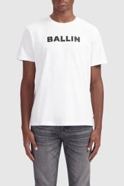 thumbnail: Witte heren Ballin T-shirt van katoen met logo dessin, korte mouwen en ronde hals