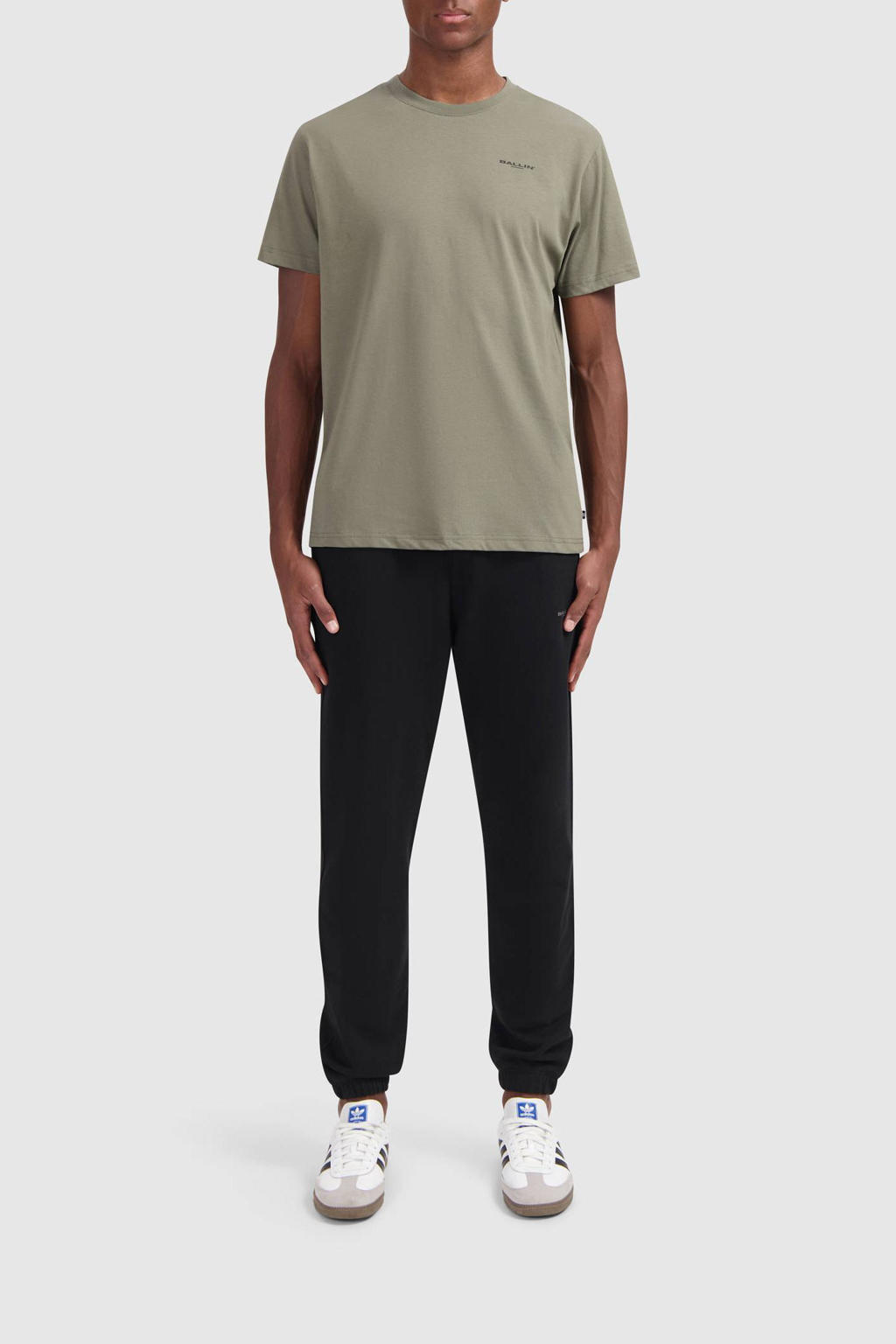 Groene heren Ballin T-shirt van katoen met backprint, korte mouwen en ronde hals