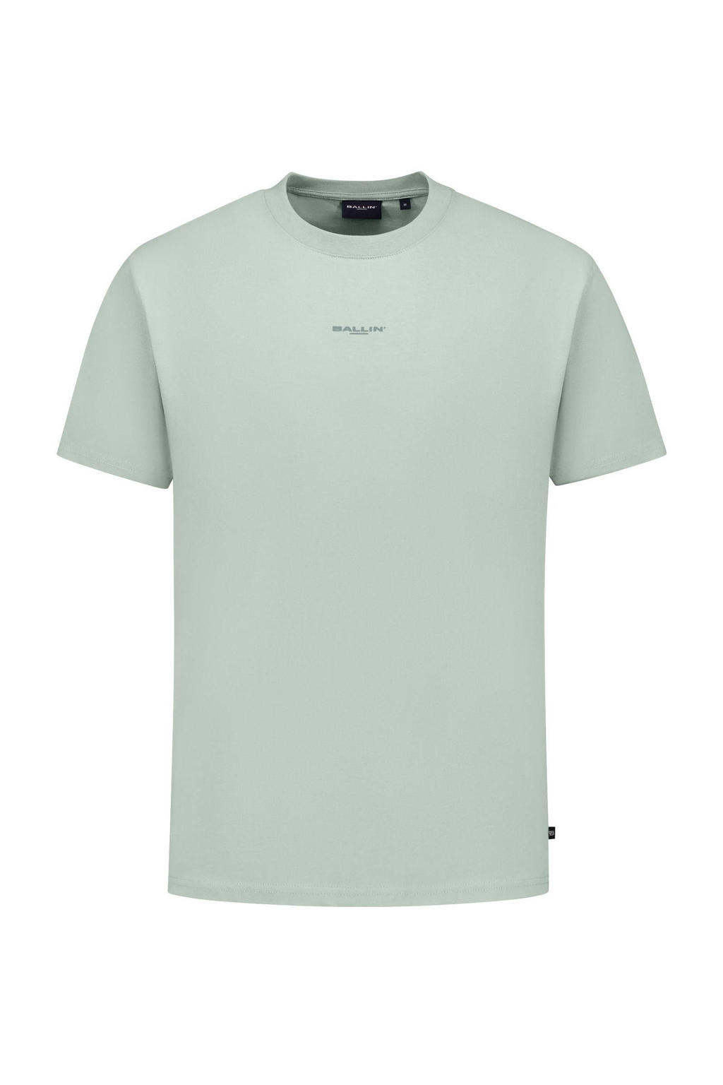 Lichtgroene heren Ballin T-shirt van katoen met backprint, korte mouwen en ronde hals