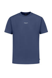 thumbnail: Donkerblauwe heren Ballin T-shirt van katoen met backprint, korte mouwen en ronde hals
