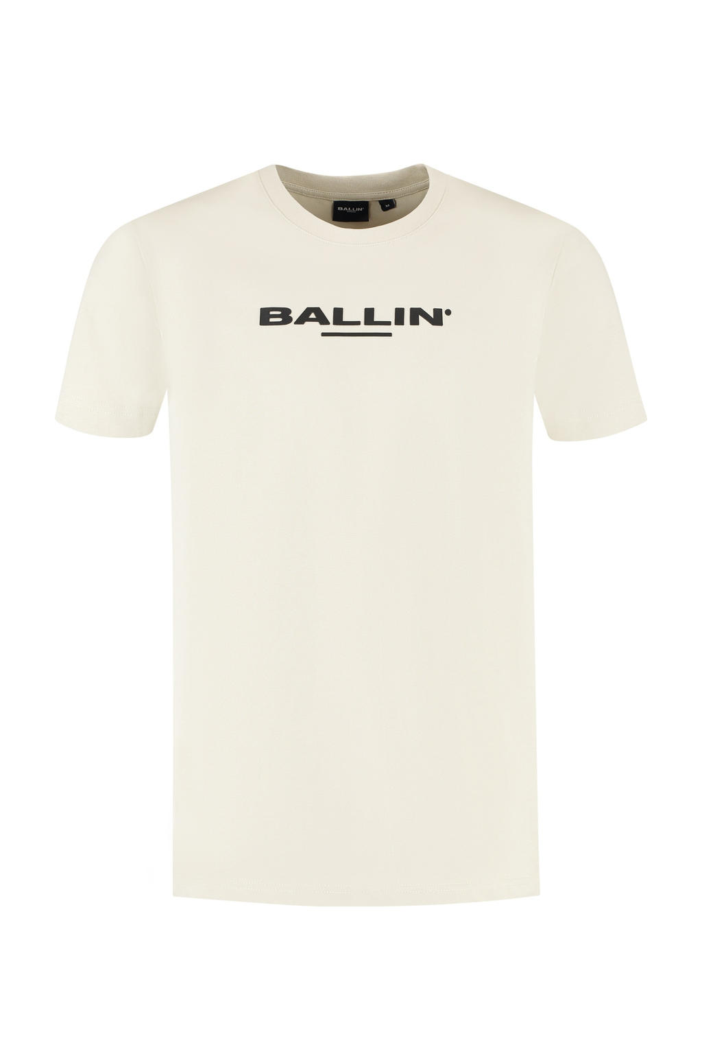 Ecru heren Ballin T-shirt van katoen met logo dessin, korte mouwen en ronde hals