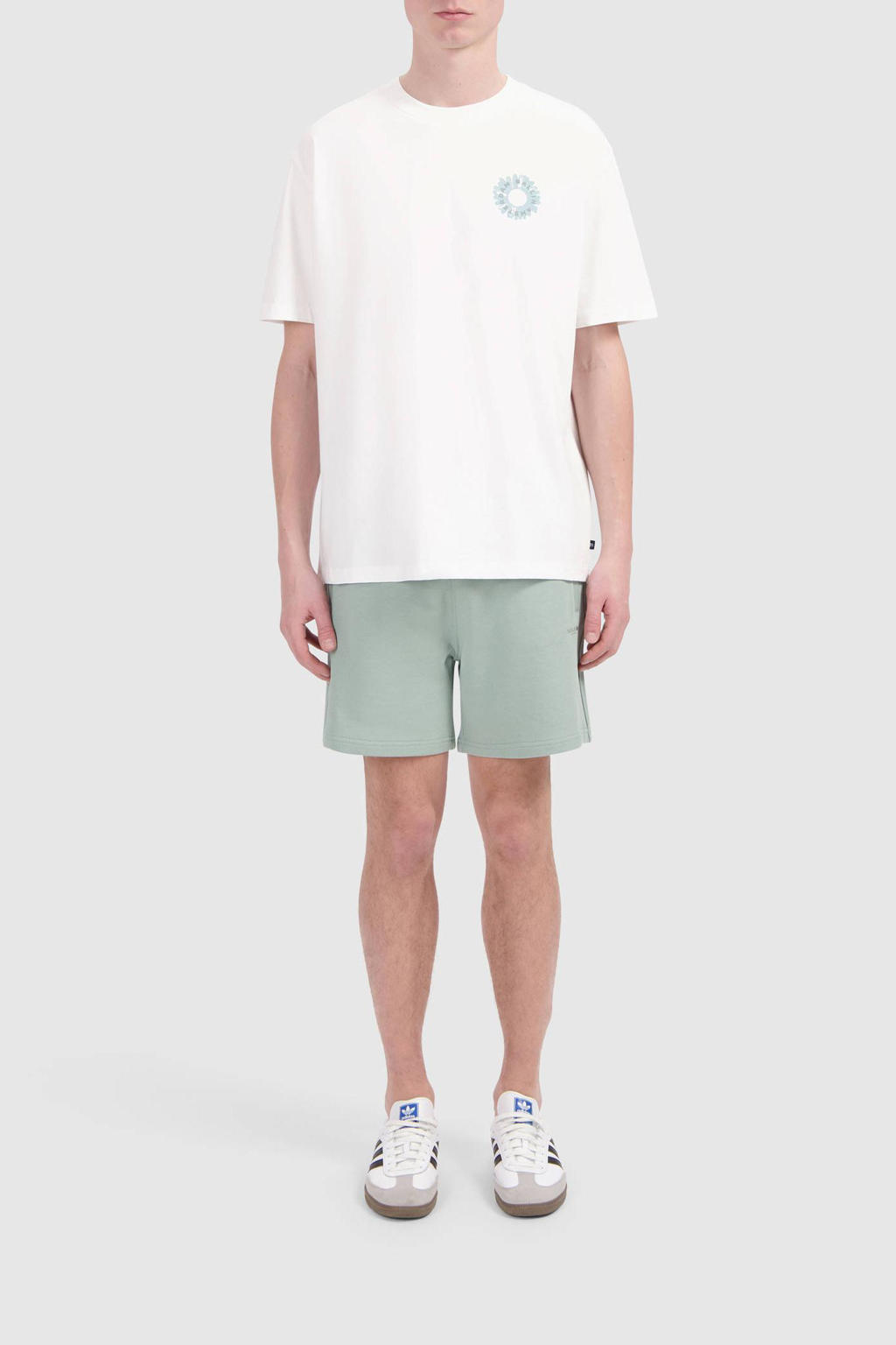 Witte heren Ballin T-shirt van katoen met backprint, korte mouwen en ronde hals