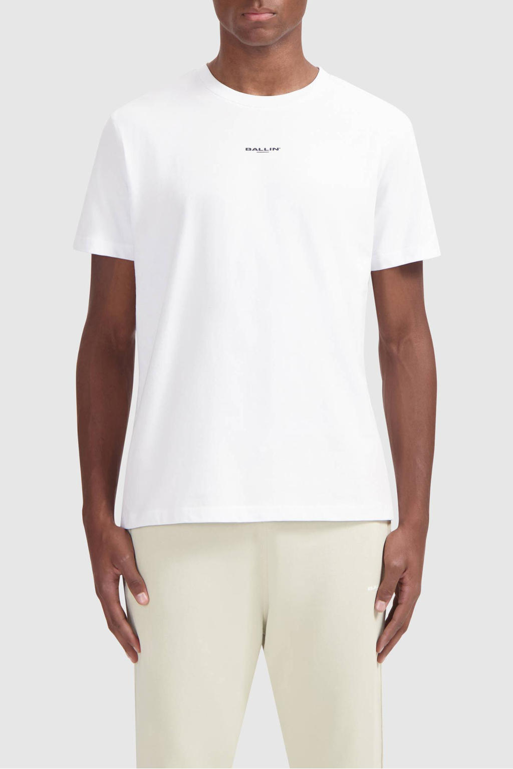 Witte heren Ballin T-shirt van katoen met backprint, korte mouwen en ronde hals