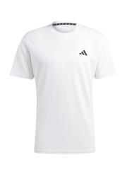 thumbnail: Witte heren adidas Performance sportshirt Base van polyester met korte mouwen en ronde hals