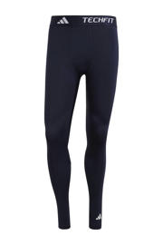 thumbnail: Donkerblauw en witte heren adidas Performance sporttight Compressie van polyester met aansluitend, regular waist en logo dessin