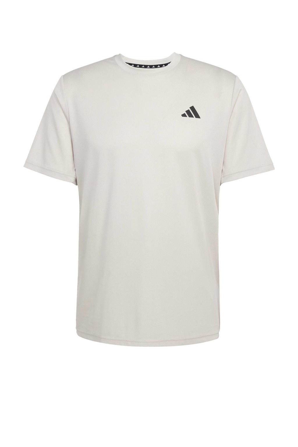 Ecru heren adidas Performance sportshirt Base van polyester met korte mouwen en ronde hals