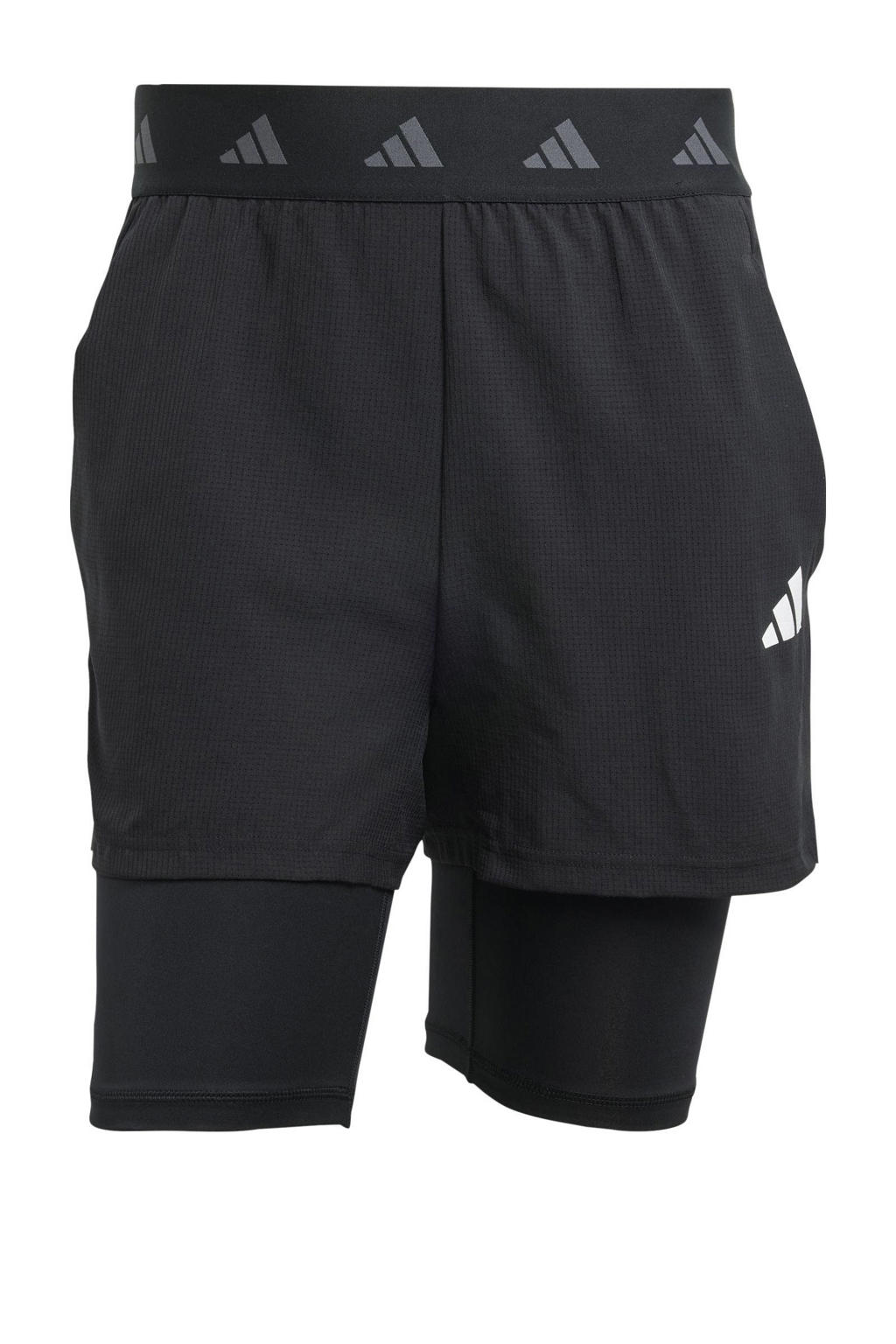 Zwarte heren adidas Performance sportshort van polyester met elastische tailleband
