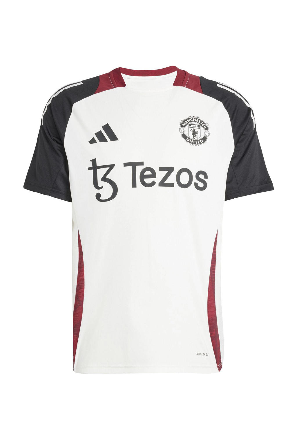 Witte heren adidas Performance Senior Manchester United voetbalshirt van polyester met korte mouwen en ronde hals