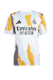 thumbnail: Wit en gele heren adidas Performance voetbalshirt Real Madrid van polyester met korte mouwen en ronde hals