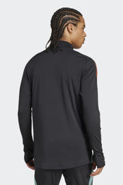 thumbnail: Zwarte heren adidas Performance Senior voetbalshirt FC Bayern München van polyester met lange mouwen, opstaande kraag en halve rits