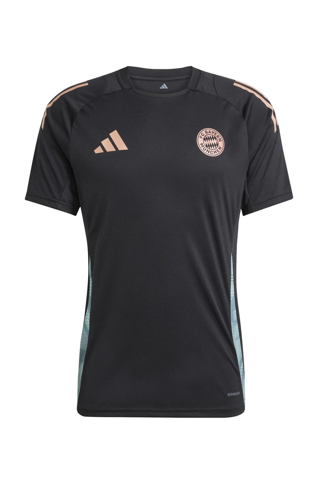 Zwarte heren adidas Performance Senior FC Bayern München voetbalshirt van polyester met korte mouwen en ronde hals