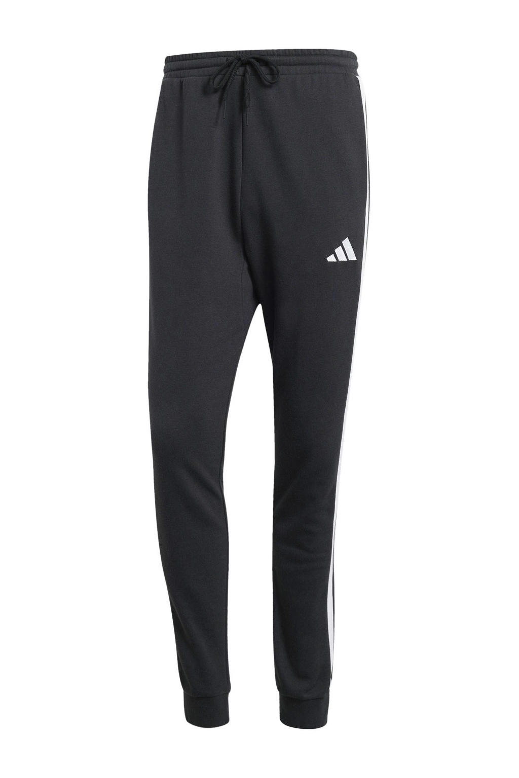 Zwarte heren adidas Sportswear joggingbroek van katoen met regular fit, elastische tailleband met koord en effen