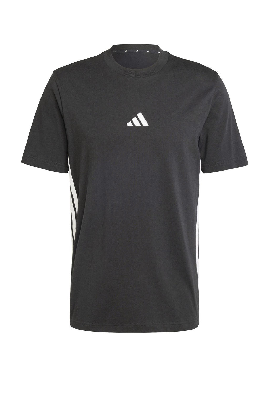 Zwart en witte heren adidas Sportswear T-shirt van katoen met logo dessin, korte mouwen en ronde hals