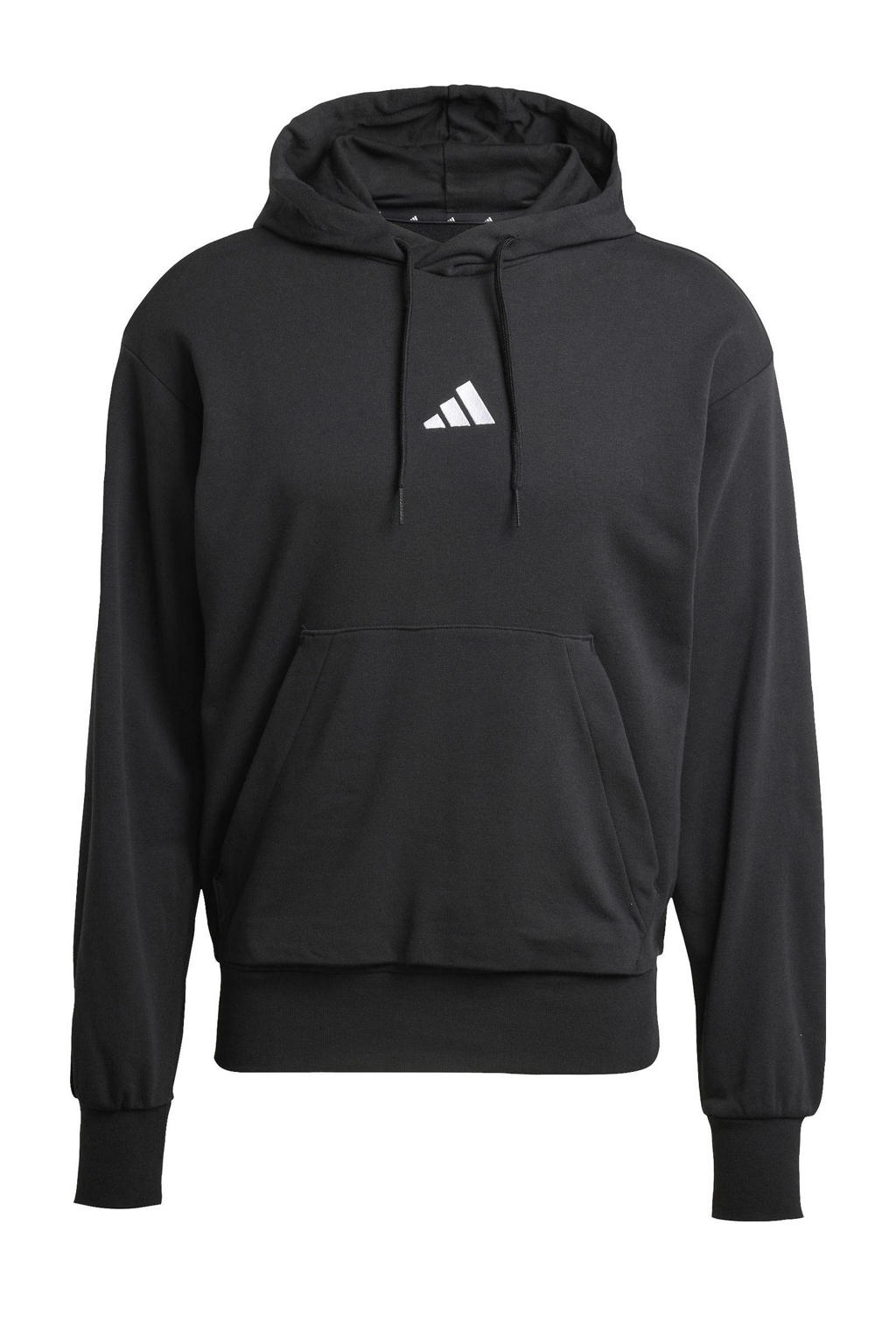 Zwarte heren adidas Sportswear hoodie met logo dessin, lange mouwen en capuchon