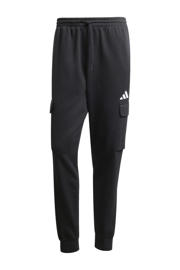thumbnail: Zwarte heren adidas Sportswear joggingbroek Essentials van katoen met regular fit, elastische tailleband met koord en effen