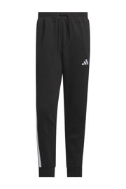 thumbnail: Zwarte heren adidas Sportswear fleece joggingbroek 3S van katoen met regular fit, elastische tailleband met koord en effen