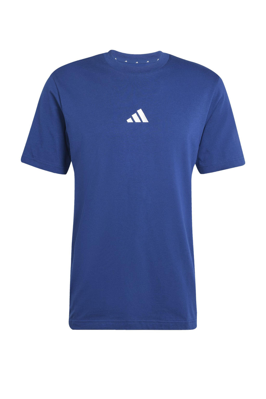 Blauw, kobaltblauw en witte heren adidas Sportswear T-shirt van katoen met logo dessin, korte mouwen en ronde hals