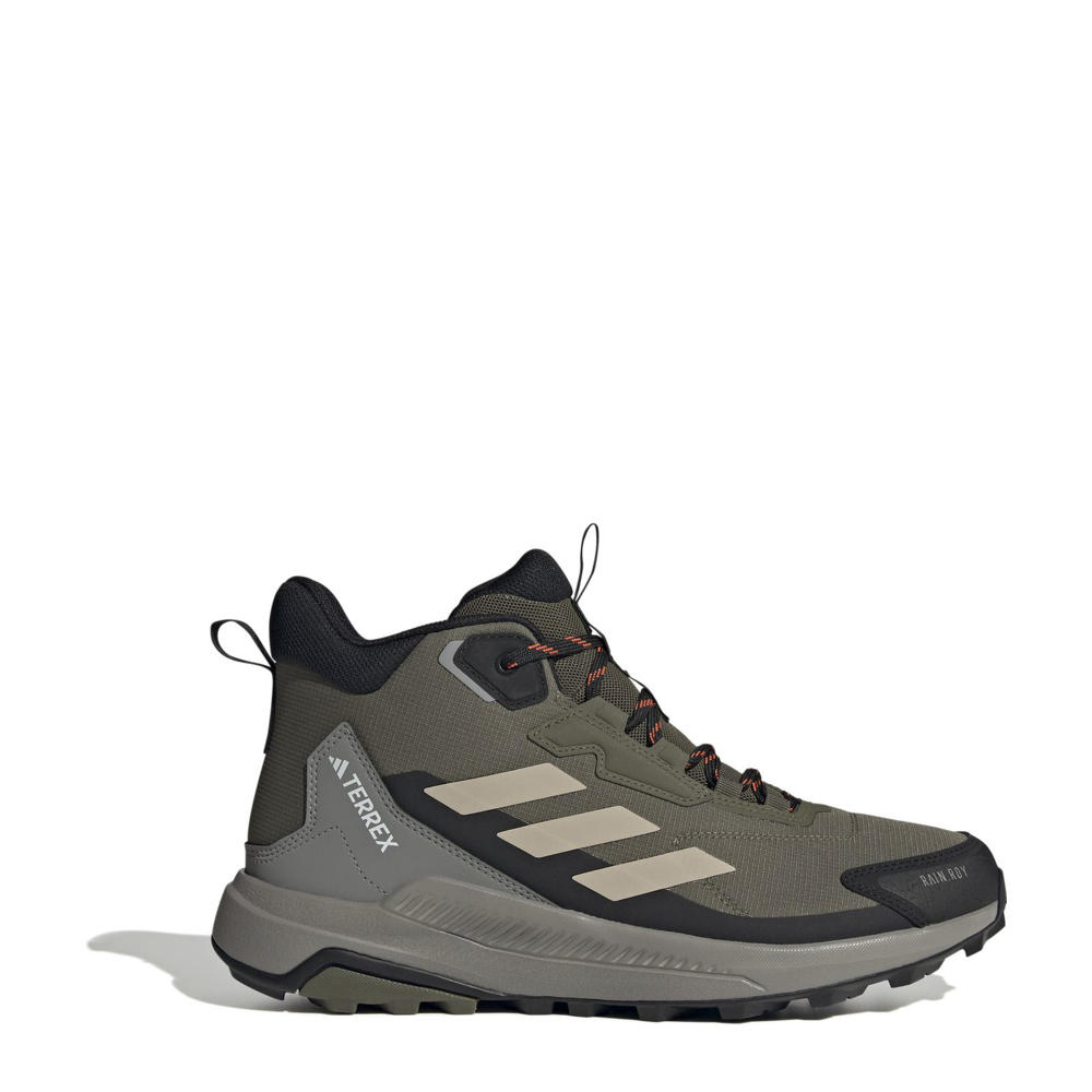 Olijfgroen en beige heren adidas Terrex Anylander Mid RAIN.RDY wandelschoenen van mesh-pu/voering: mesh/voetbed: eva met veters