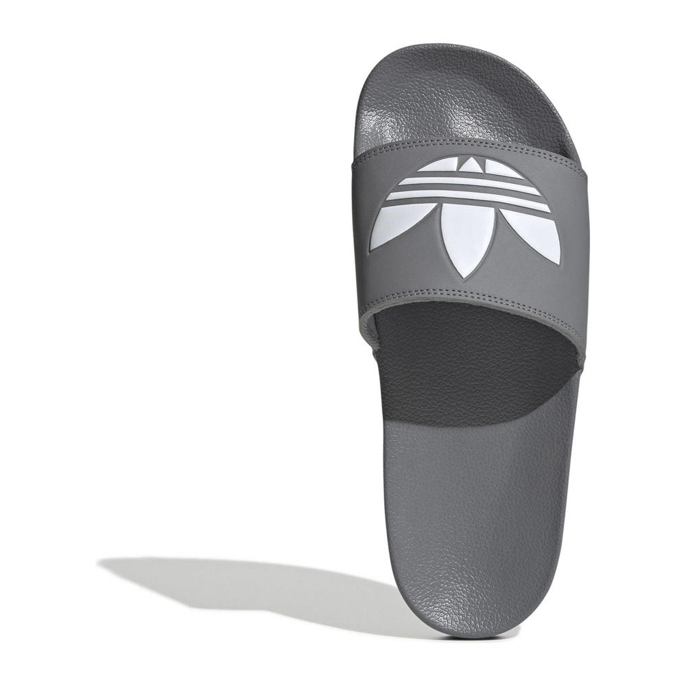Grijs en witte unisex adidas Originals Adilette badslippers van pu