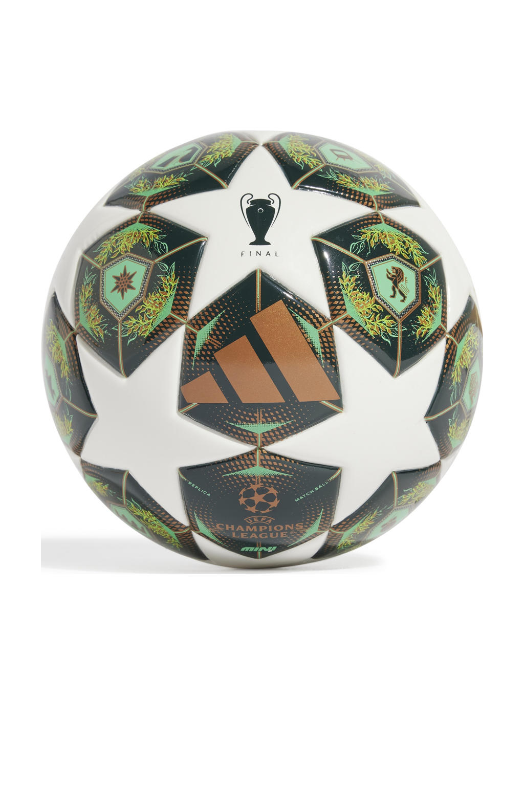 adidas Performance   voetbal UEFA Champions League Mini wit/groen/oranje maat 2