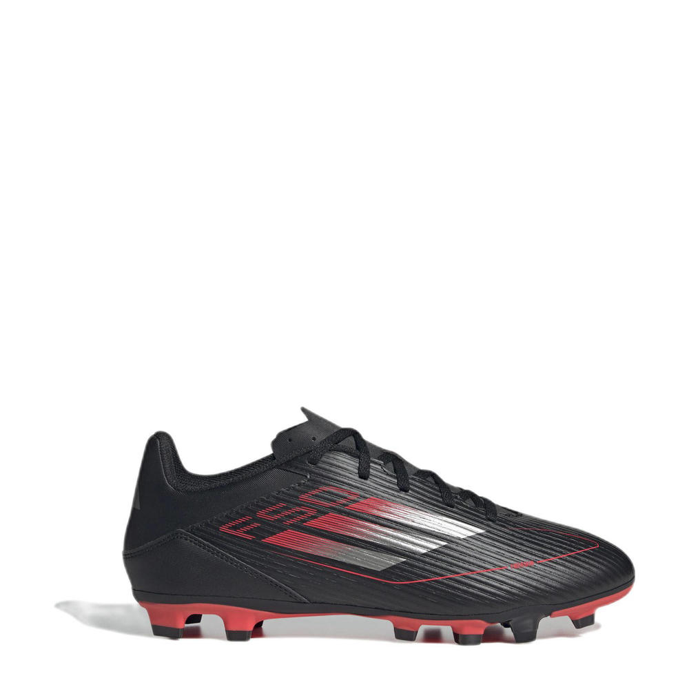 Zwart en rode unisex adidas Performance F50 Club voetbalschoenen van imitatieleer met veters