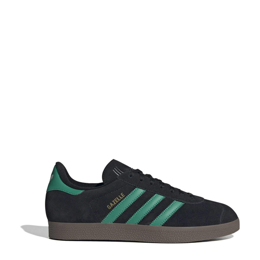 Zwart en groene unisex adidas Originals GAZELLE sneakers van suede/voering: mesh/voetbed: ortholite met veters en effen