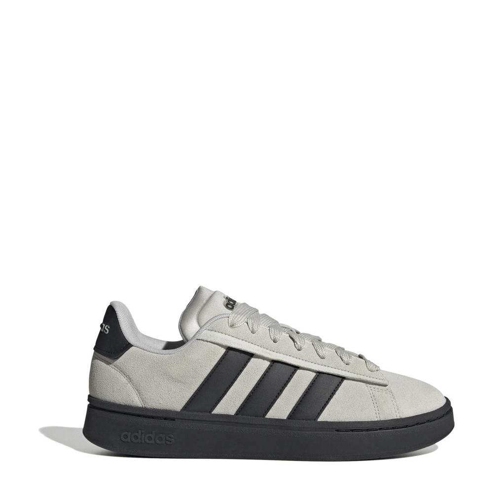Lichtgrijs en zwarte heren adidas Sportswear Grand Court Alpha sneakers van leer/voering: mesh/voetbed: eva met veters