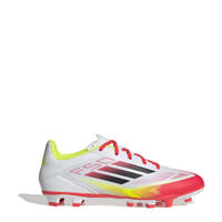 thumbnail: Wit, rood en gele unisex adidas Performance F50 Club voetbalschoenen van imitatieleer met veters