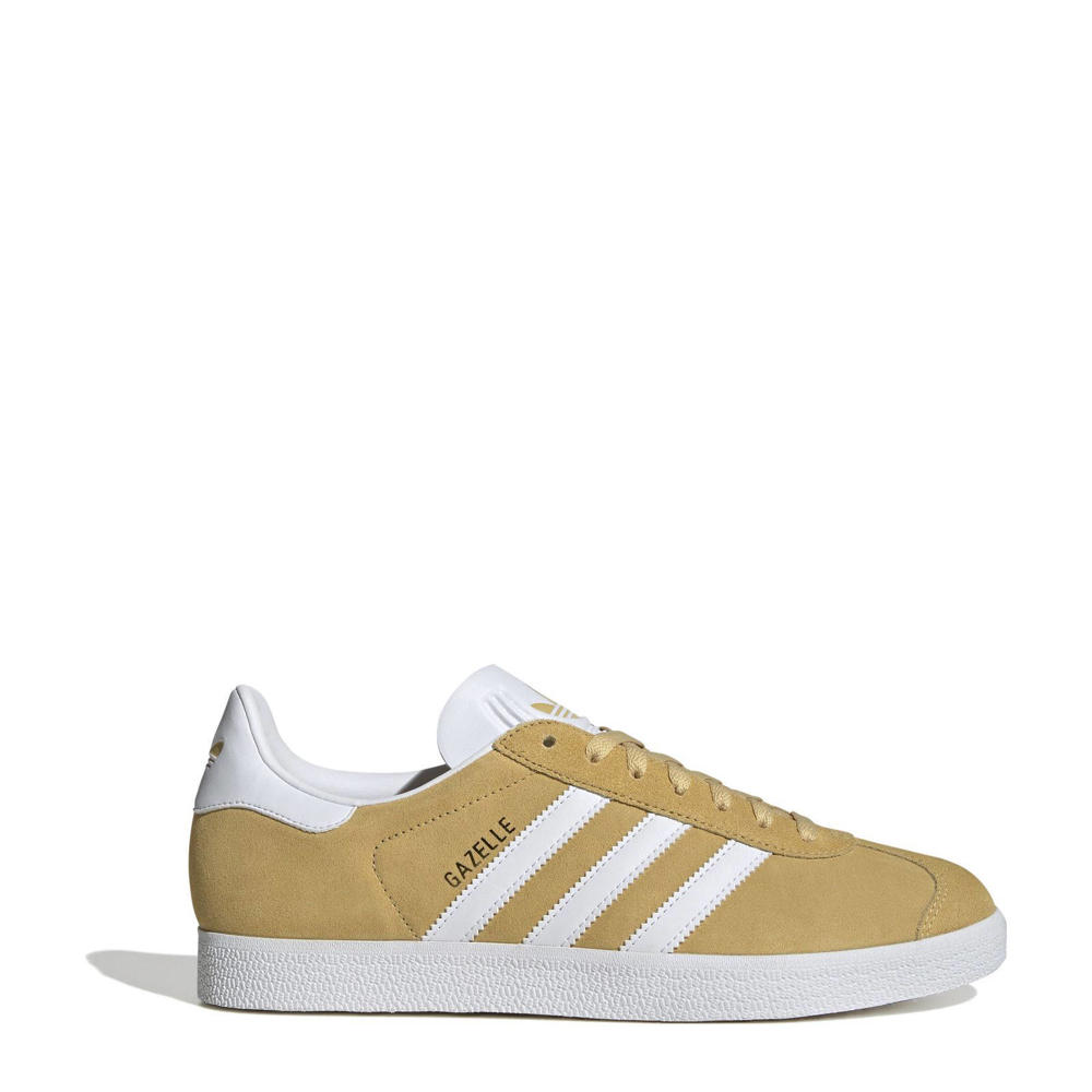 Oker en witte unisex adidas Originals GAZELLE sneakers van suede/voering: mesh/voetbed: ortholite met veters en effen