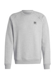 thumbnail: Grijs melange heren adidas Originals sweater Trefoil melange van fleece met logo dessin, lange mouwen en ronde hals