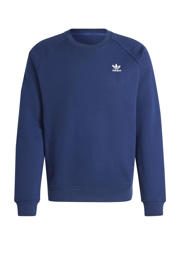 thumbnail: Donkerblauwe heren adidas Originals sweater Trefoil van fleece met logo dessin, lange mouwen en ronde hals