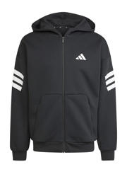 thumbnail: Zwart en witte heren adidas Sportswear sportvest van polyester met meerkleurige print, lange mouwen, ronde hals en ritssluiting