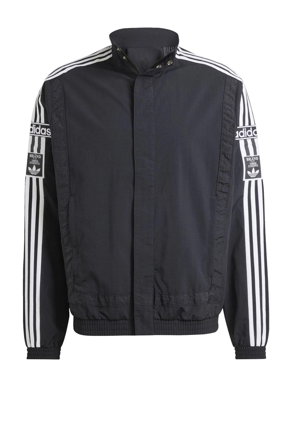 Zwart en witte heren adidas Originals jack Adibreak van polyamide met effen, lange mouwen, opstaande kraag en rits met windvanger
