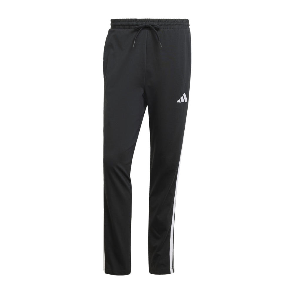 Zwarte heren adidas Sportswear joggingbroek 3S SJ van katoen met regular fit, elastische tailleband met koord en effen