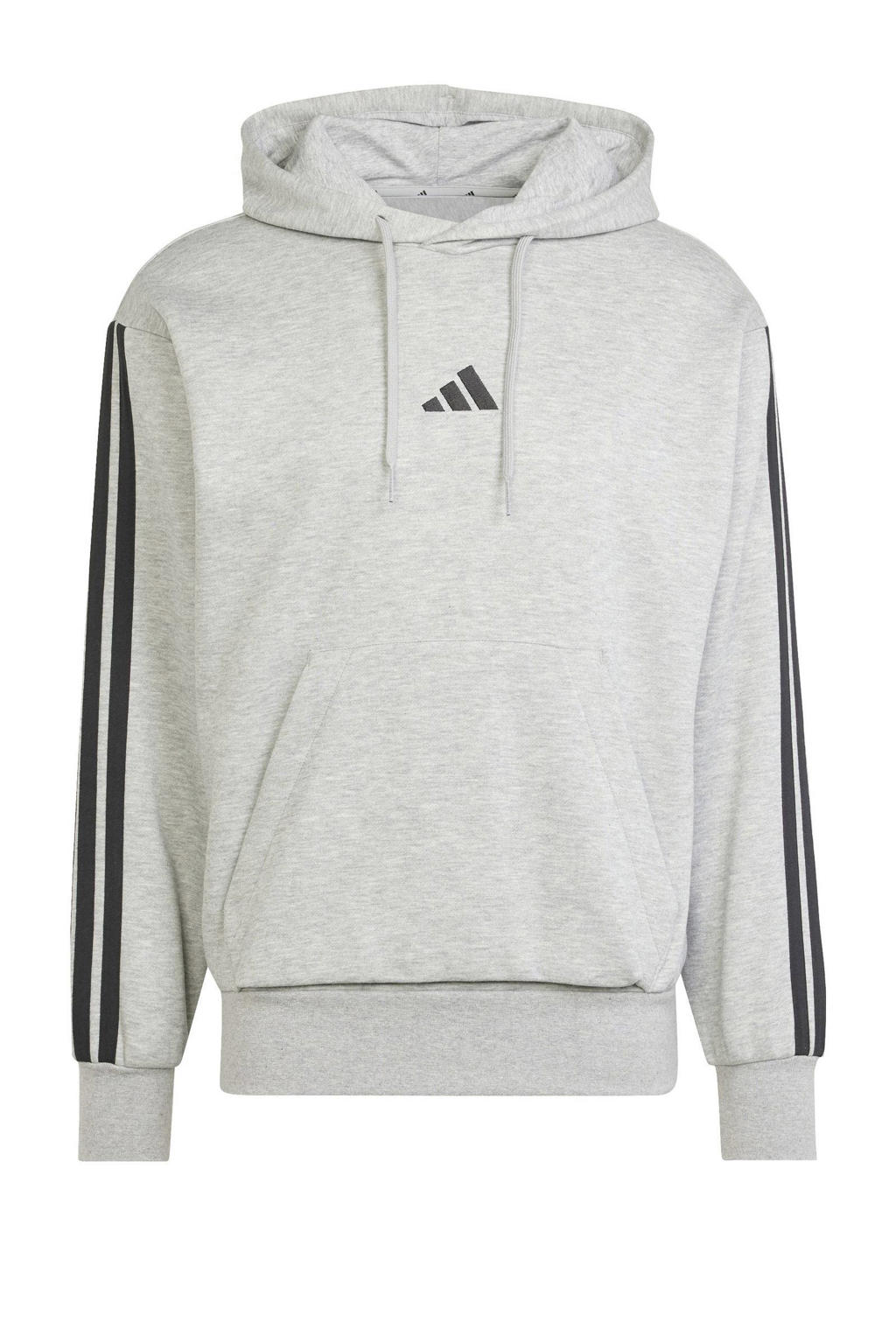 Grijs melange heren adidas Sportswear hoodie Essentials melange van katoen met effen, lange mouwen en capuchon
