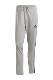 thumbnail: Grijs melange heren adidas Sportswear joggingbroek 3S SJ melange van katoen met regular fit, elastische tailleband met koord en effen