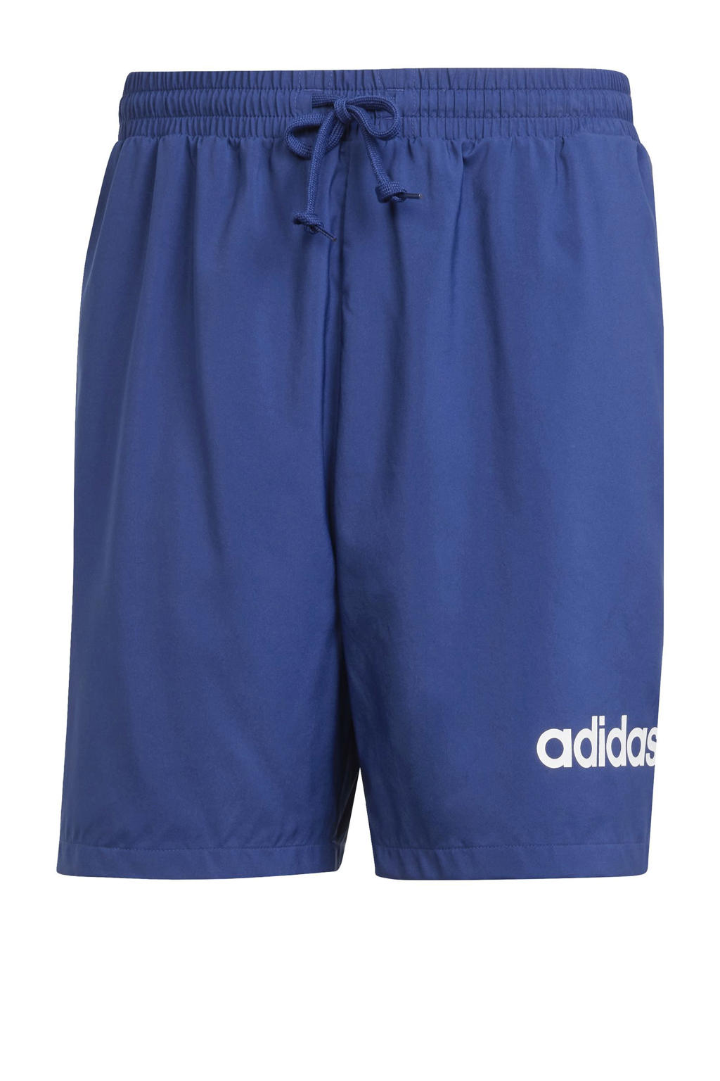 Blauw en witte heren adidas Sportswear short Essentials Linear van polyester met regular fit, regular waist en meerkleurige print