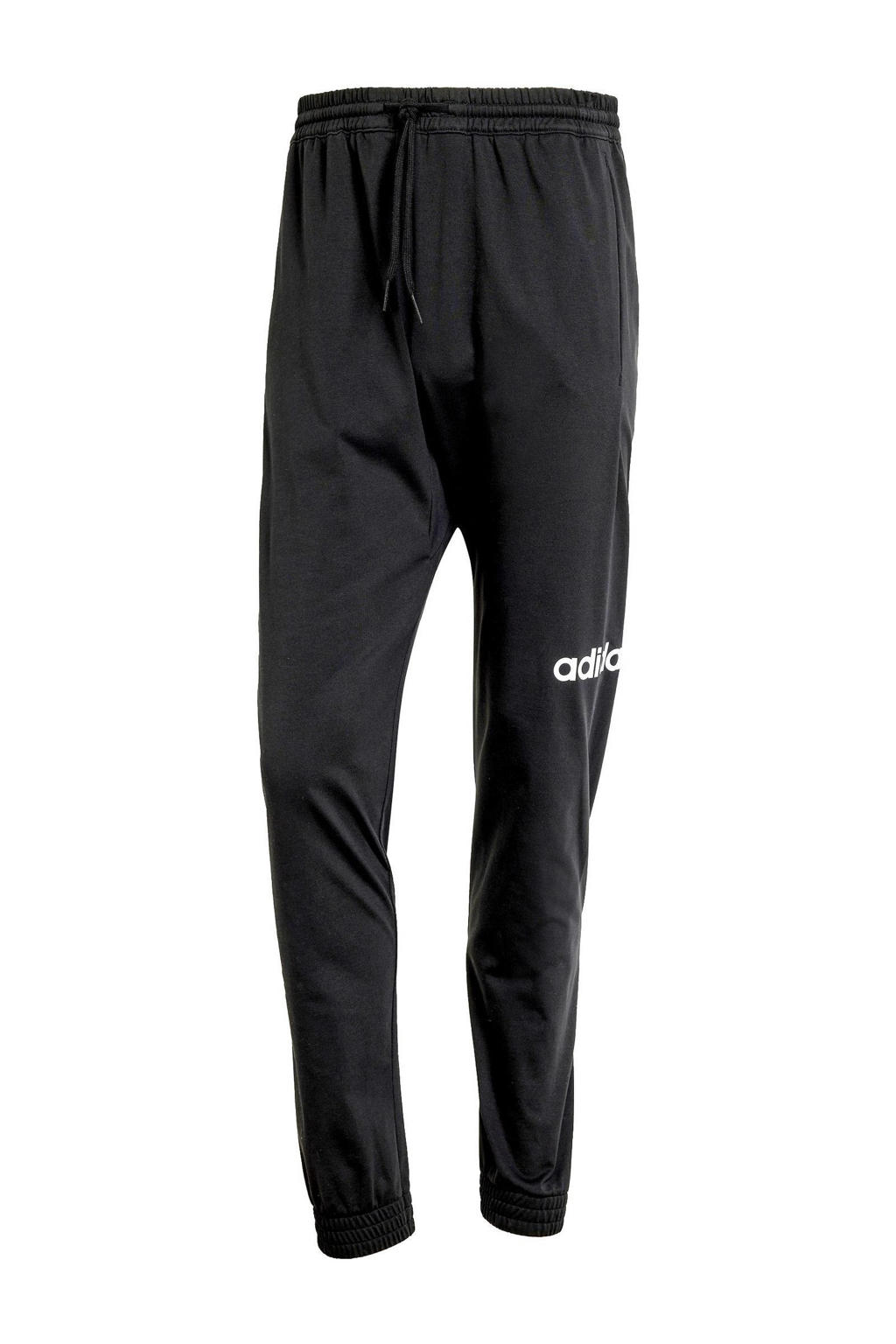 Zwarte heren adidas Sportswear joggingbroek van katoen met regular fit, elastische tailleband met koord en effen