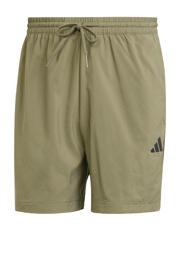 thumbnail: Olijfgroen en zwarte heren adidas Sportswear short Essentials Chelsea van polyester met regular fit, regular waist en meerkleurige print