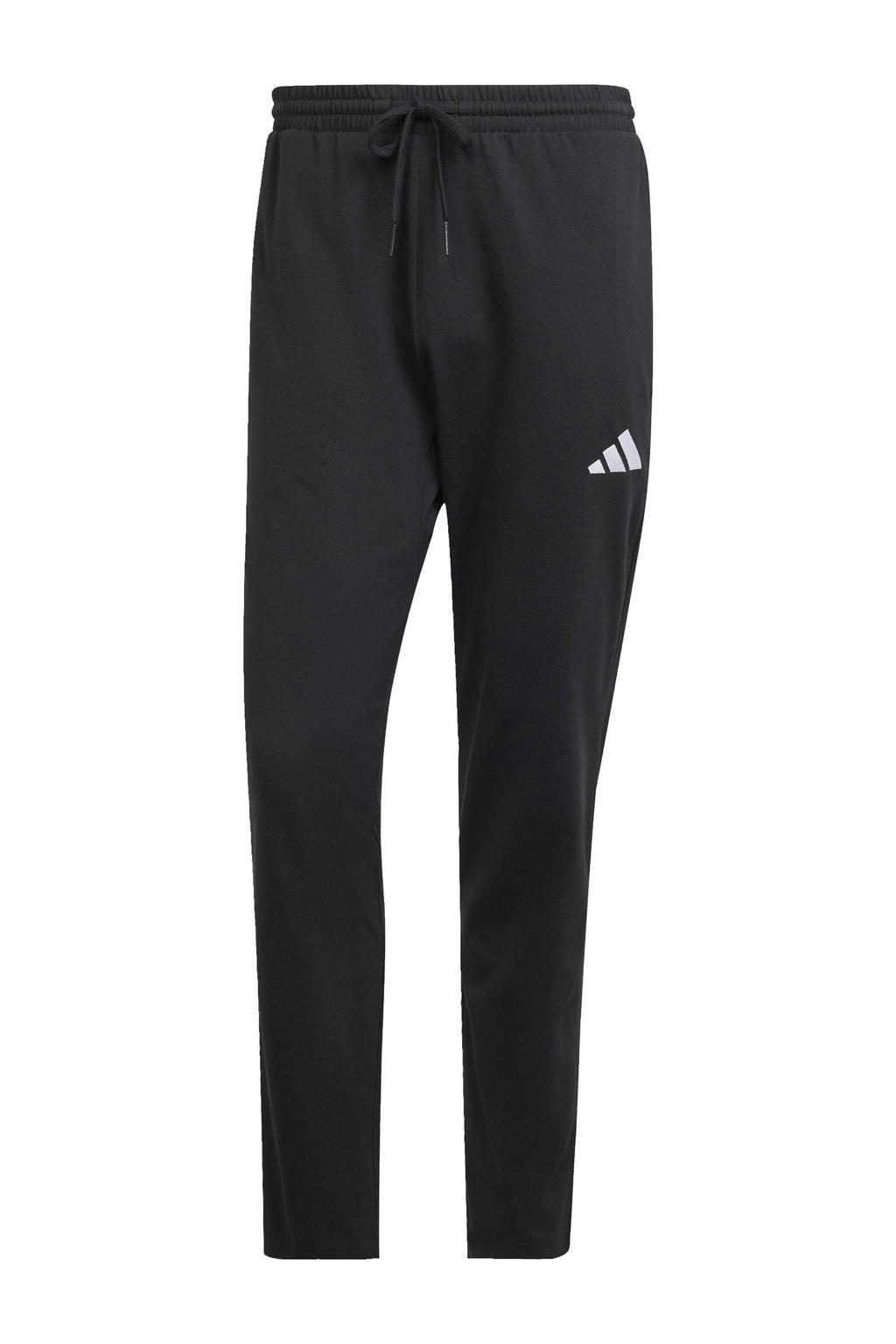 Zwarte heren adidas Sportswear joggingbroek van katoen met regular fit, elastische tailleband met koord en effen