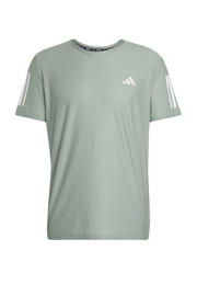 thumbnail: Lichtgroene heren adidas Performance hardloopshirt van polyester met effen, korte mouwen en ronde hals