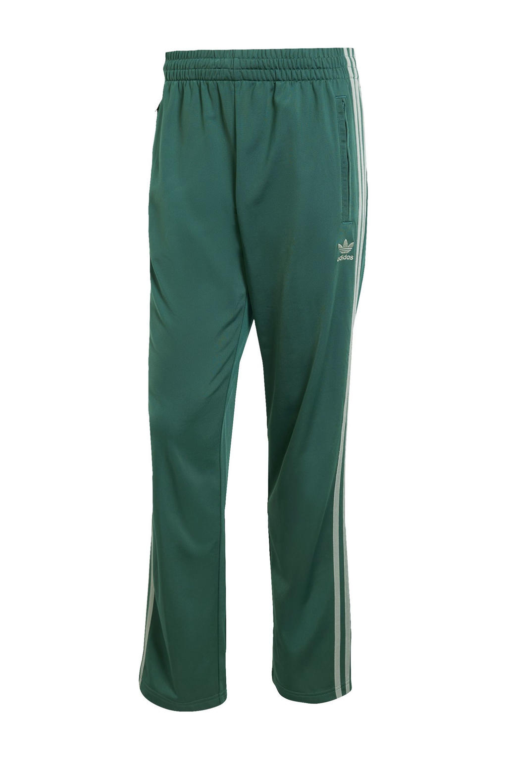 Groene heren adidas Originals trainingsbroek Firebird van polyester met regular fit, elastische tailleband met koord en effen