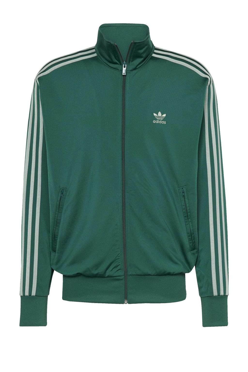Groene heren adidas Originals Adicolor Classics Firebird vest met lange mouwen, opstaande kraag en ritssluiting