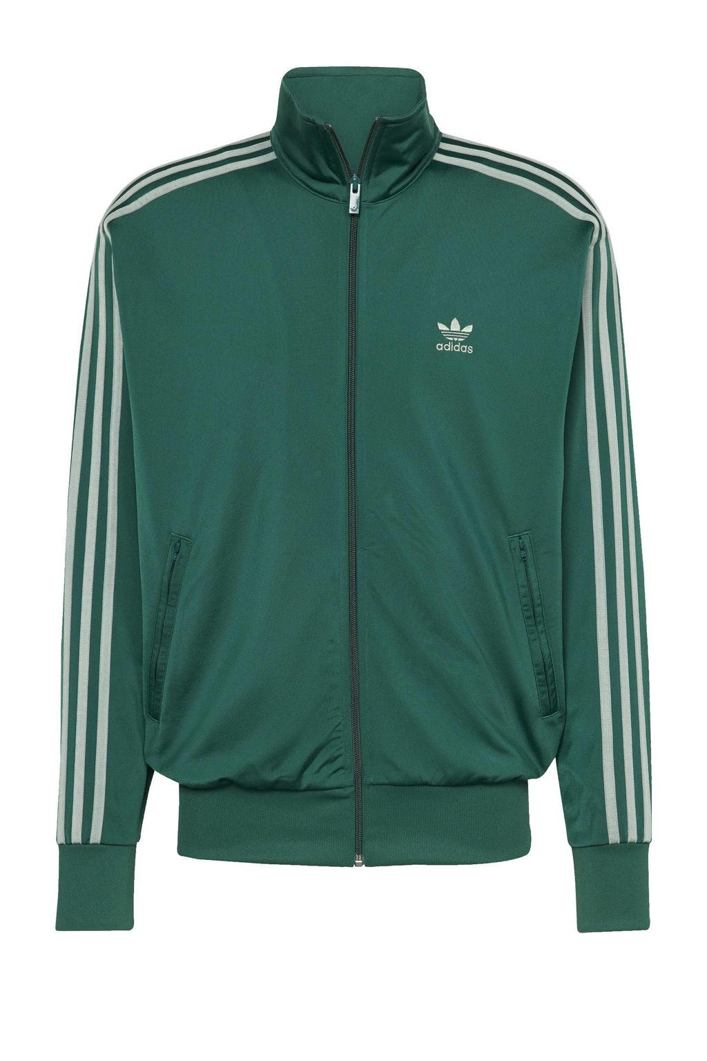Groene heren adidas Originals Adicolor Classics Firebird vest met lange mouwen, opstaande kraag en ritssluiting