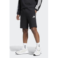 thumbnail: Zwart en witte heren adidas Sportswear regular sweatshorts van katoen met elastische tailleband met koord en effen